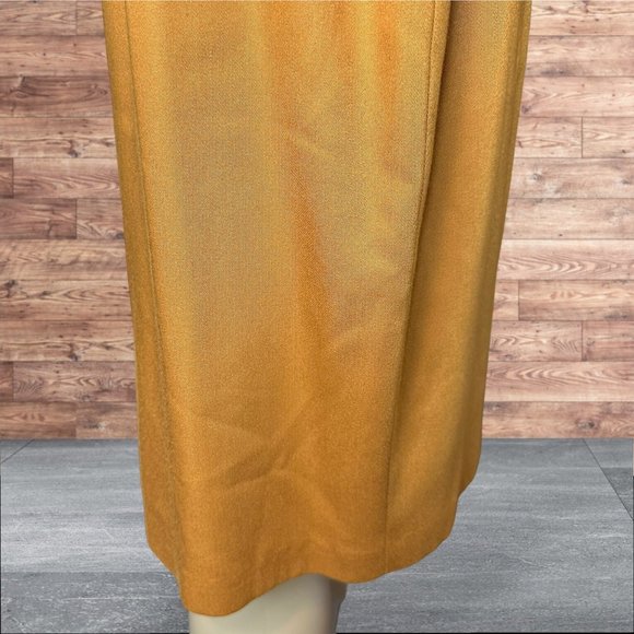 Toni Garment Pencil Skirt Size 11 Yellow Mustard Mid Rise Lined Knee Length Slit - Picture 10 of 14